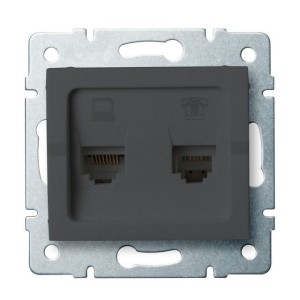 LOGI 02-1430-041 grafitowy gniazdo komputerowo-telefoniczne (RJ45 Cat 5e+RJ11) 25289 Kanlux