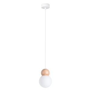 Lampa wisząca PEKKA 1 biała/naturalne drewno SL.1390 Sollux Lighting
