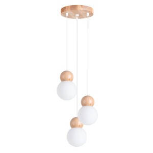 Lampa wisząca PEKKA 3P biała/naturalne drewno SL.1391 Sollux Lighting