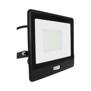 Naświetlacz LED 50W SAMSUNG CHIP z czujnikiem ruchu Czarny Przewód 1m 4000K 4000lm 20290  V-TAC