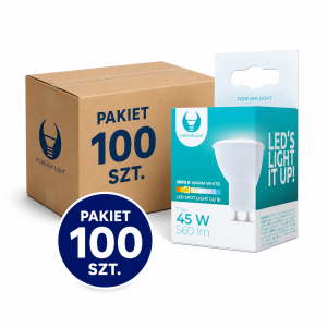 Pakiet 100 szt. Żarówka LED GU10 7W 230V 3000K 560lm Forever Light