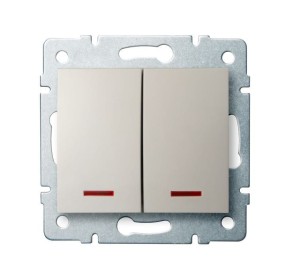LOGI 02-1120-103 kremowy łącznik dwugrupowy świecznikowy z LED 25139 Kanlux