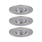 NOVA MINI zestaw opraw wbudowywanych LED stałych 3x4W 230V 2700K IP44 szczotkowane żelazo 94301 Paulmann