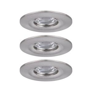 NOVA MINI zestaw opraw wbudowywanych LED stałych 3x4W 230V 2700K IP44 szczotkowane żelazo 94301 Paulmann