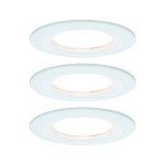 NOVA COIN zestaw opraw wbudowywanych LED stałych 3x6,5W 230V 2700K IP44 ściemnialny biały mat 93496 Paulmann
