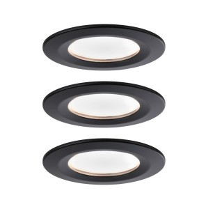 NOVA COIN zestaw opraw wbudowywanych LED stałych 3x6,5W 230V 2700K IP44 ściemnialny czarny mat 94474 Paulmann