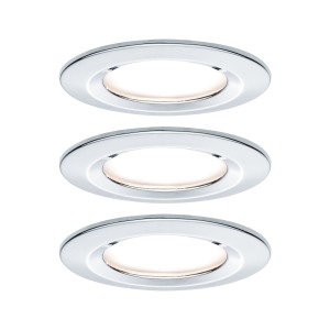 NOVA COIN zestaw opraw wbudowywanych LED stałych 3x6,5W 230V 2700K IP44 chrom 93463 Paulmann