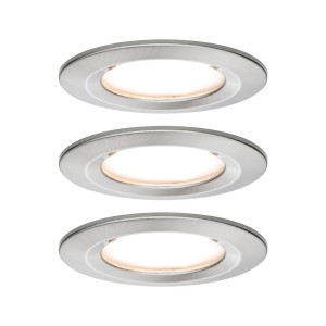 NOVA COIN zestaw opraw wbudowywanych LED stałych 3x6,5W 230V 2700K IP44 szczotkowane żelazo 93458 Paulmann