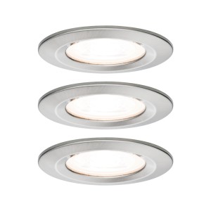 NOVA zestaw opraw wbudowywanych LED stałych 3x6,5W 230V GU10 2700K IP44 ściemnialny szczotkowane żelazo 93476 Paulmann