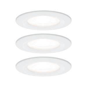 NOVA zestaw opraw wbudowywanych LED stałych 3x6,5W 230V GU10 2700K IP44 biały mat 93442 Paulmann