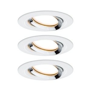 NOVA PLUS COIN zestaw opraw wbudowywanych LED ruchomych 3x6,8W 230V 2700K IP65 ściemnialny biały mat/chrom 93686 Paulmann