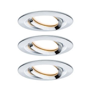 NOVA PLUS COIN zestaw opraw wbudowywanych LED ruchomych 3x6,8W 230V 2700K IP65 ściemnialny chrom 93684 Paulmann