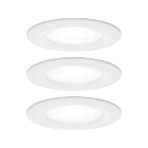 NOVA zestaw opraw wbudowywanych LED stałych 3x6,5W 230V GU10 4000K IP44 ściemnialny biały mat 92984 Paulmann