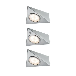 FURNITURE TRIANGLE SENSOR zestaw opraw LED 3x2,8W 3x170lm 2700K 230/12V 12VA żelazo szczotkowane 93572 Paulmann