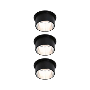 GIL zestaw opraw wpuszczanych LED ściemnialne 3x6W 3x470lm 2700K IP44 srebrny/czarny 93383 Paulmann