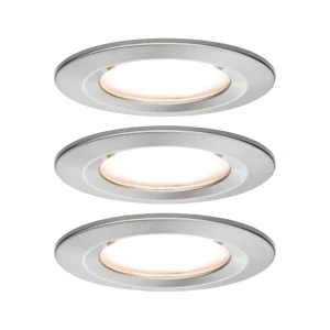 PREMIUM COIN SLIM zestaw opraw wbudowywanych LED ściemnialne 3x6,8W 3x425lm 2700K IP44 żelazo szczotkowane 93873 Paulmann