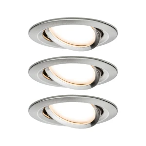 NOVA PLUS COIN zestaw opraw wbudowywanych LED ścimnialne ruchome 3x6W 3x460lm 2700K żelazo szczotkowane 92959 Paulmann