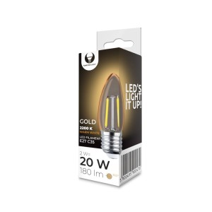 Żarówka LED Filament E27 C35 2W 230V 2200K 180lm COG złota RTV0100002 Forever Light