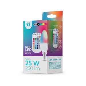 Żarówka LED E14 C37 RGB + Biały 5W z pilotem 250lm RTV003565 Forever Light