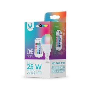 Żarówka LED E14 G45 RGB + Biały 5W z pilotem 250lm RTV003566 Forever Light