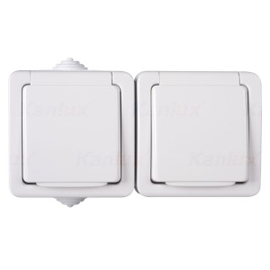 TEKNO 05-1254-102 biały gniazdo zasilające francuskie podwójne z ochroną styków 33497 Kanlux