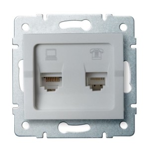 LOGI 02-1440-043 srebrny gniazdo komputerowo-telefoniczne (RJ45 Cat 6+RJ11) 25231 Kanlux