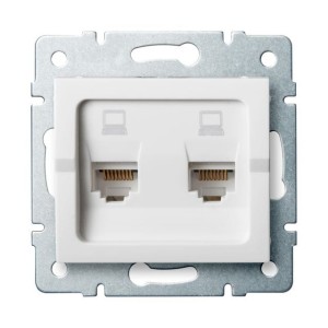 LOGI 02-1410-002 biały gniazdo komputerowe podwójne niezależne (2x RJ45Cat 5e Jack) 25110 Kanlux