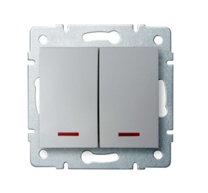 LOGI 02-1120-143 srebrny łącznik dwugrupowy świecznikowy z LED 25198 Kanlux