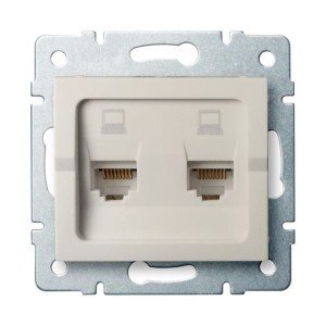 LOGI 02-1420-003 kremowy gniazdo komputerowe podwójne niezależne (2x RJ45Cat 6 Jack) 25170 Kanlux