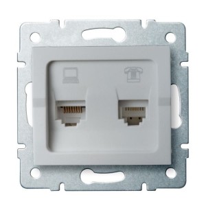 LOGI 02-1430-043 srebrny gniazdo komputerowo-telefoniczne (RJ45 Cat 5e+RJ11) 25230 Kanlux