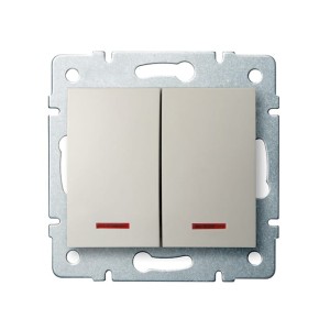 LOGI 02-1023-103 kremowy łącznik zwierny podwójny LED 25130 Kanlux