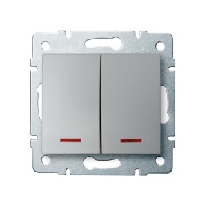 LOGI 02-1023-143 srebrny łącznik zwierny podwójny LED 25189 Kanlux