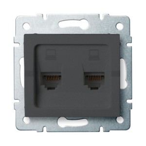 LOGI 02-1410-041 grafitowy gniazdo komputerowe podwójne niezależne (2x RJ45Cat 5e Jack) 25287 Kanlux