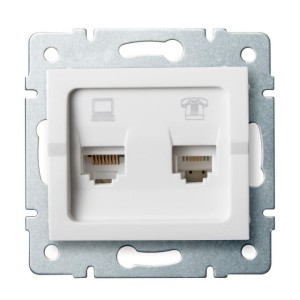 LOGI 02-1430-002 biały gniazdo komputerowo-telefoniczne (RJ45 Cat 5e+RJ11) 25112 Kanlux