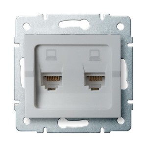 LOGI 02-1420-043 srebrny gniazdo komputerowe podwójne niezależne (2x RJ45Cat 6 Jack) 25229 Kanlux