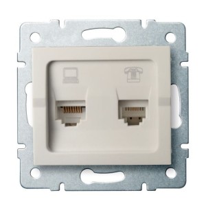 LOGI 02-1430-003 kremowy gniazdo komputerowo-telefoniczne (RJ45 Cat 5e+RJ11) 25171 Kanlux