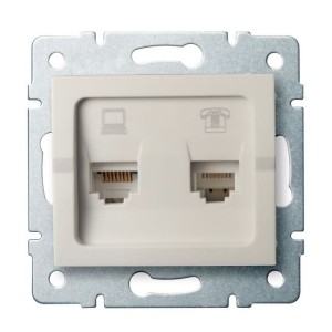 LOGI 02-1440-003 kremowy gniazdo komputerowo-telefoniczne (RJ45 Cat 6+RJ11) 25172 Kanlux