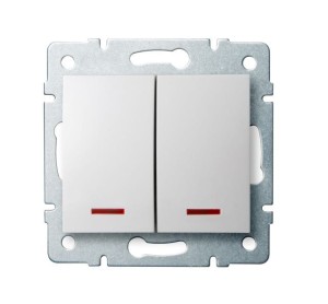 LOGI 02-1120-102 biały łącznik dwugrupowy świecznikowy z LED 25079 Kanlux